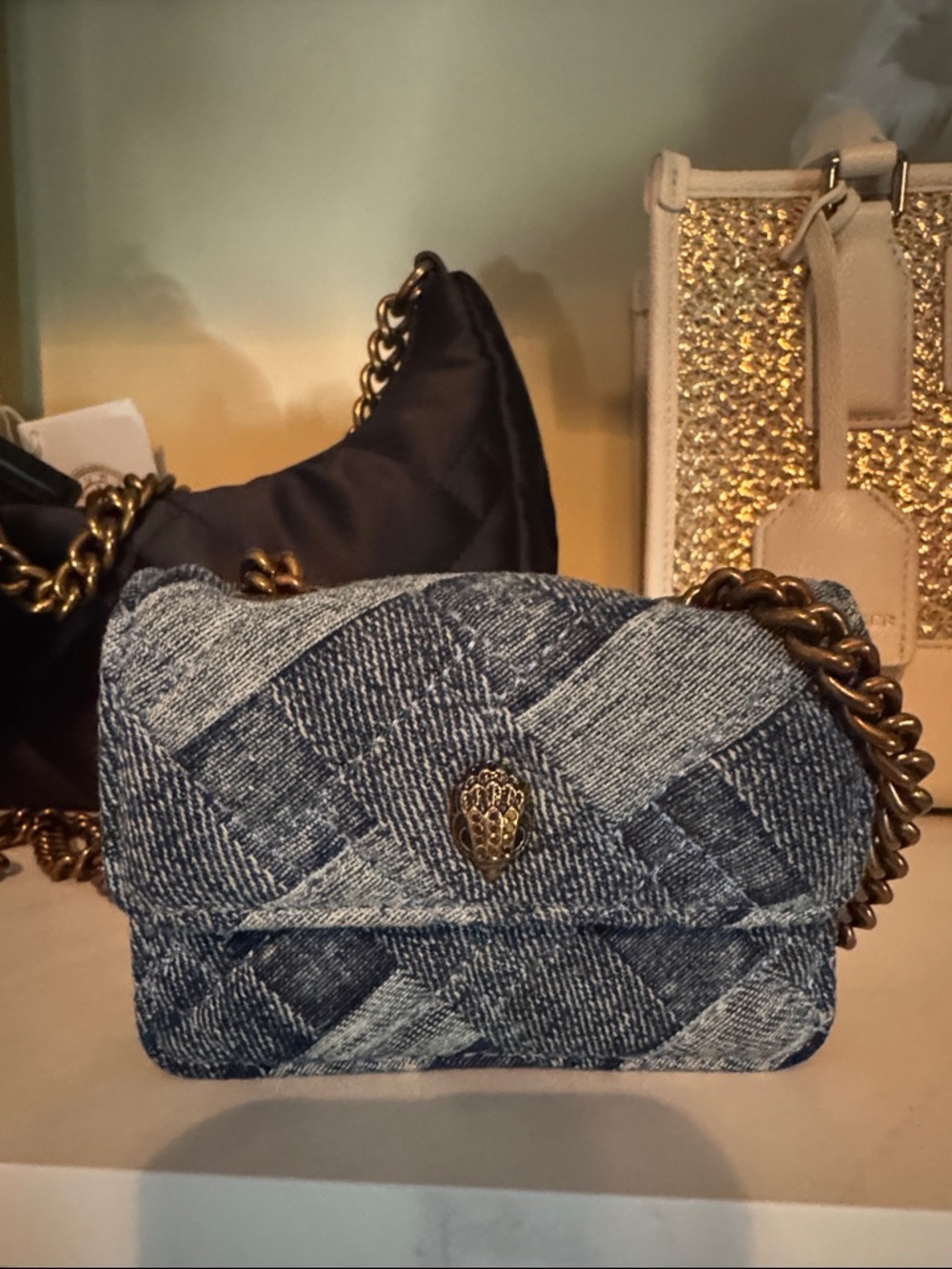 Kurt Geiger Mini Denim Quilted Bag - Blue - Picture 2 of 7